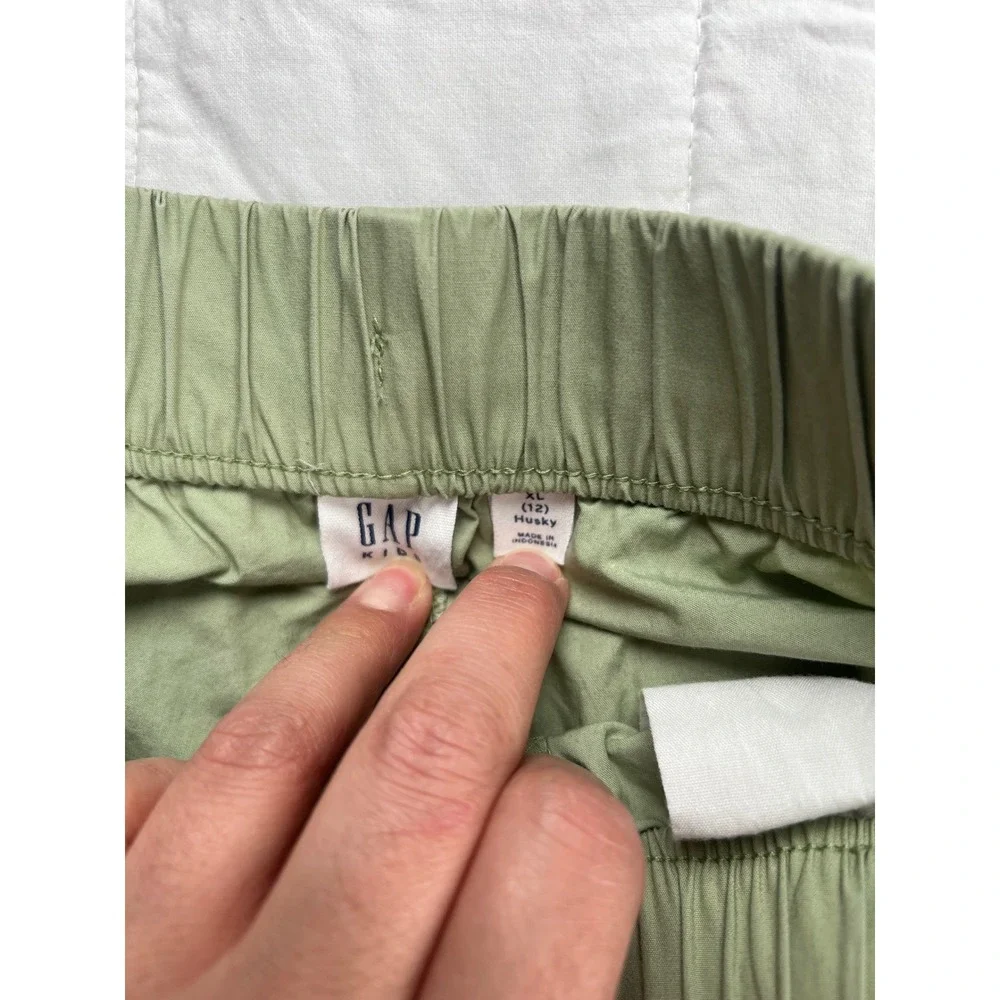 Gap Kids XL 12 Husky Sage Green Cargo Pants Elastic Waist Joggers Utility